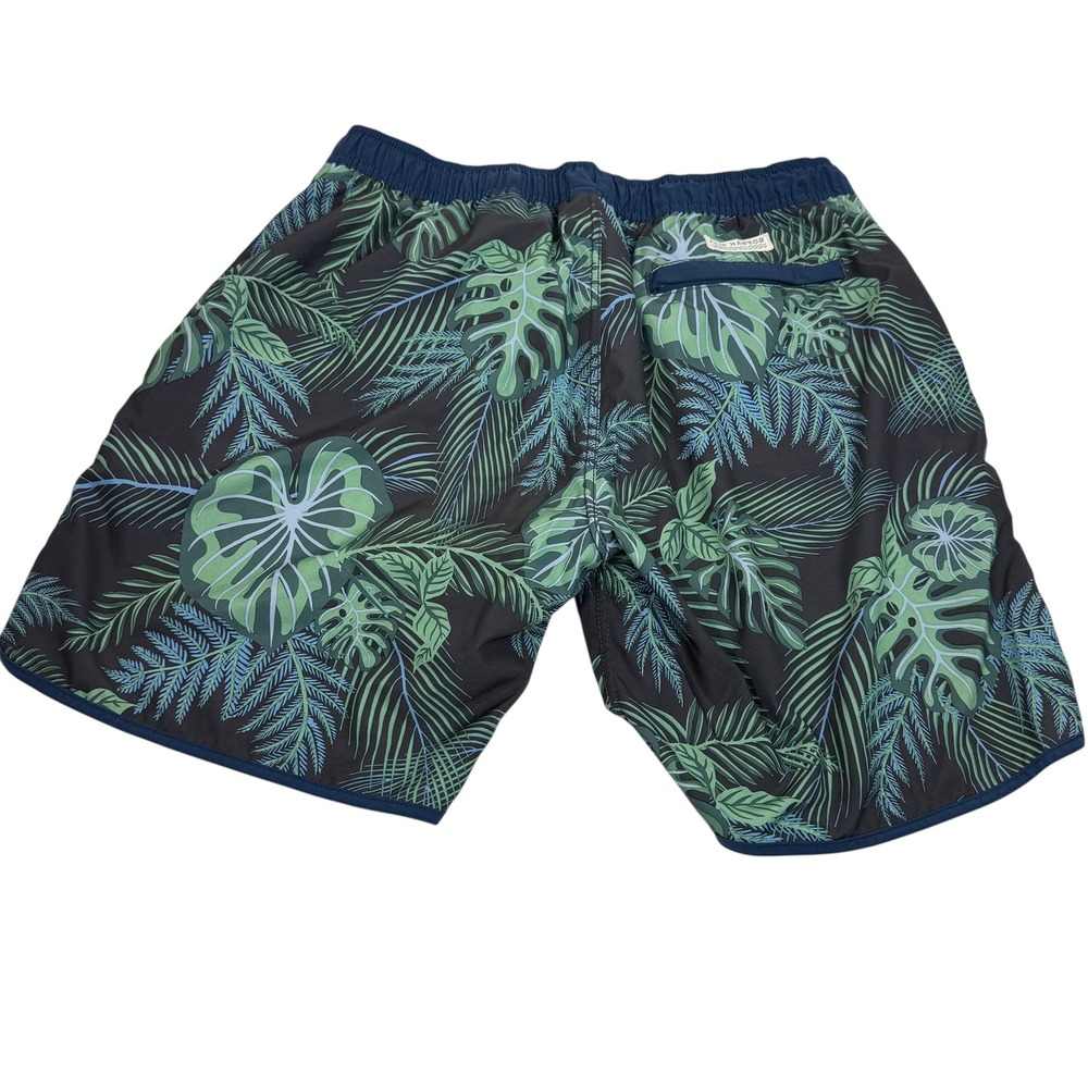 Fair Harbor Mens Tropical Monstera Palm Swim Trunks Blue Green Large 8in Inseam - Picture 4 of 7